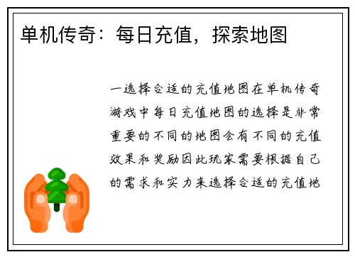 单机传奇：每日充值，探索地图